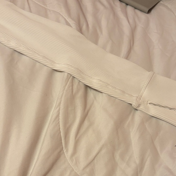 Athleta Women's Cream Ribbed Bomber Jacket - Picture 4 of 11